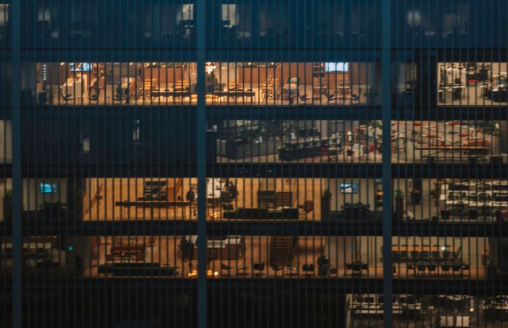 Illuminated Office Building At Night