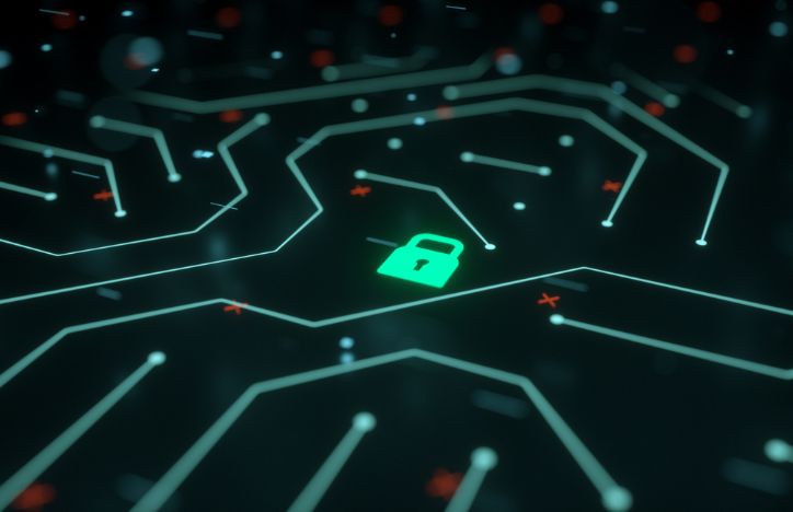 Data Protection Concept A Padlock On A Circuit Board