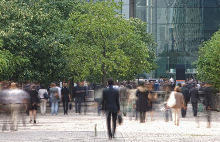 Blurred View Of Commuters Heading To Work