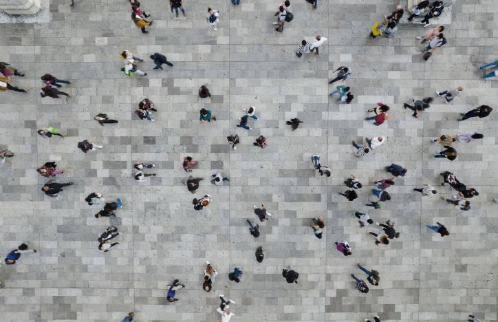 Aerial Shot Of People Walking